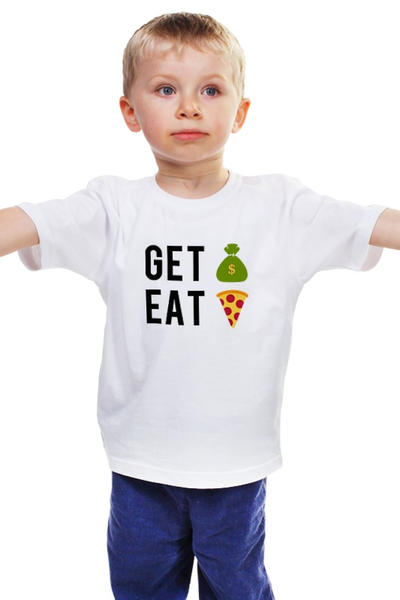 Заказать детскую футболку в Москве. Детская футболка классическая унисекс Деньги Пицца от fanart - готовые дизайны и нанесение принтов.