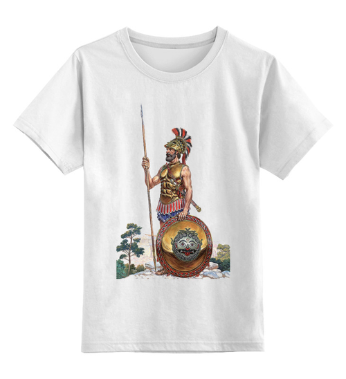 Заказать детскую футболку в Москве. Детская футболка классическая унисекс Древний воин. Греция от Виктор Гришин - готовые дизайны и нанесение принтов.