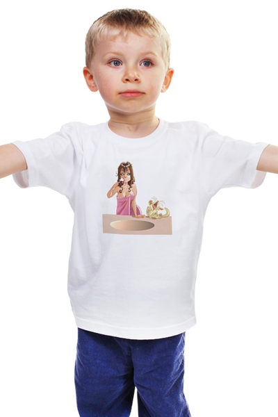 Заказать детскую футболку в Москве. Детская футболка классическая унисекс Утренний туалет от Виктор Гришин - готовые дизайны и нанесение принтов.
