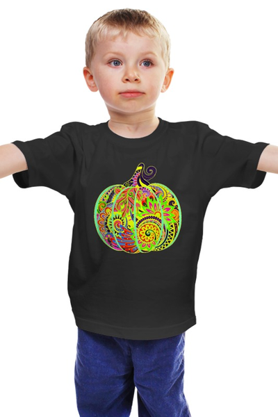 Заказать детскую футболку в Москве. Детская футболка классическая унисекс Яркая тыква от queen  - готовые дизайны и нанесение принтов.