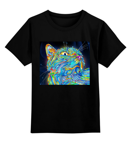Заказать детскую футболку в Москве. Детская футболка классическая унисекс Красочный кот от Елена  - готовые дизайны и нанесение принтов.