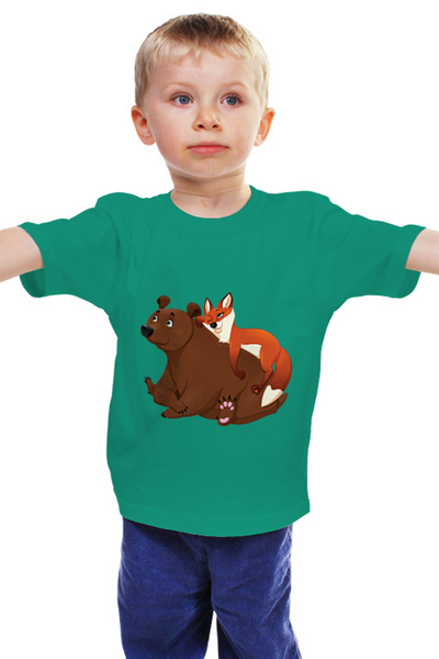 Заказать детскую футболку в Москве. Детская футболка классическая унисекс Медведь и лиса от nadegda - готовые дизайны и нанесение принтов.