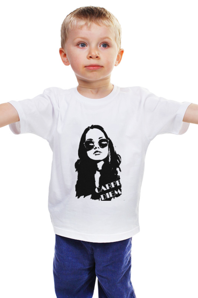 Заказать детскую футболку в Москве. Детская футболка классическая унисекс Carpe diem от Siberian - готовые дизайны и нанесение принтов.