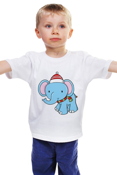 Заказать детскую футболку в Москве. Детская футболка классическая унисекс слон Новый год от Amerikanka - готовые дизайны и нанесение принтов.