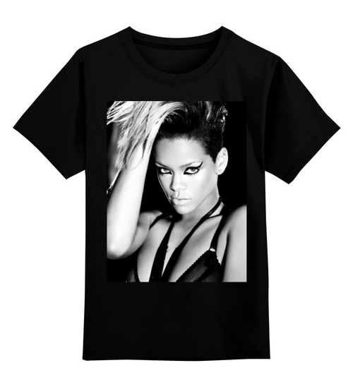 Заказать детскую футболку в Москве. Детская футболка классическая унисекс Rihanna b&w от solariren - готовые дизайны и нанесение принтов.