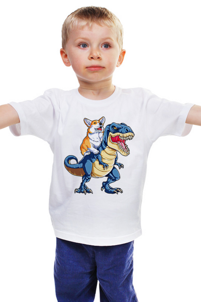 Заказать детскую футболку в Москве. Детская футболка классическая унисекс ☂ Corgi & Rex ☂ от balden - готовые дизайны и нанесение принтов.