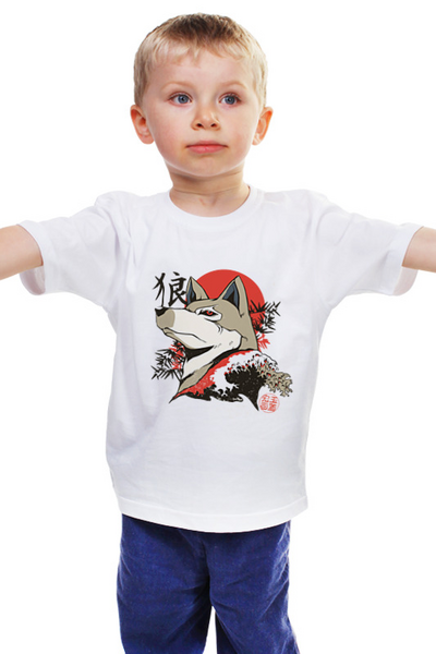Заказать детскую футболку в Москве. Детская футболка классическая унисекс Japanese Wolf от Павел Павел - готовые дизайны и нанесение принтов.