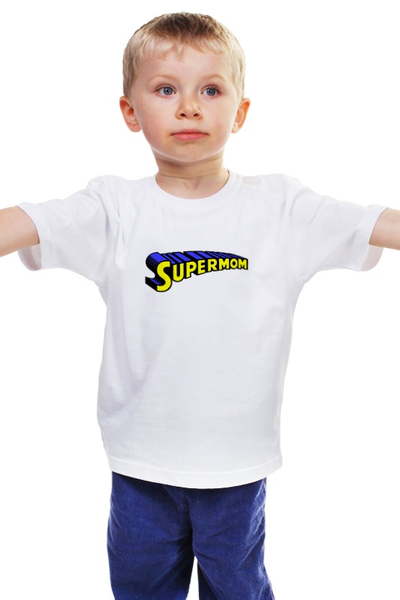 Заказать детскую футболку в Москве. Детская футболка классическая унисекс Супер мама от fanart - готовые дизайны и нанесение принтов.