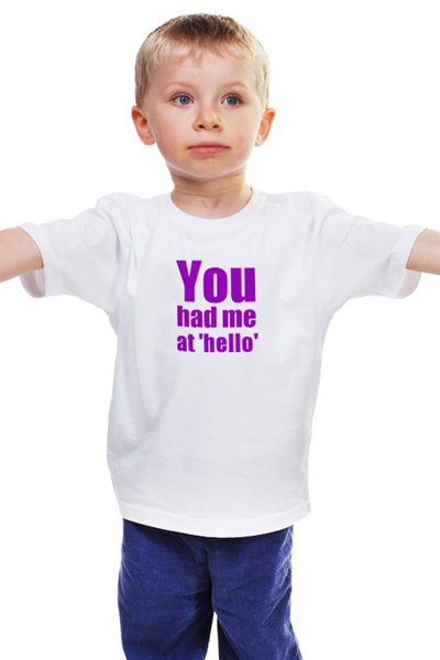 Заказать детскую футболку в Москве. Детская футболка классическая унисекс You had me at 'hello' от KinoArt - готовые дизайны и нанесение принтов.