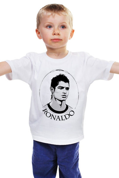 Заказать детскую футболку в Москве. Детская футболка классическая унисекс Криштиану Роналду  от cherdantcev - готовые дизайны и нанесение принтов.