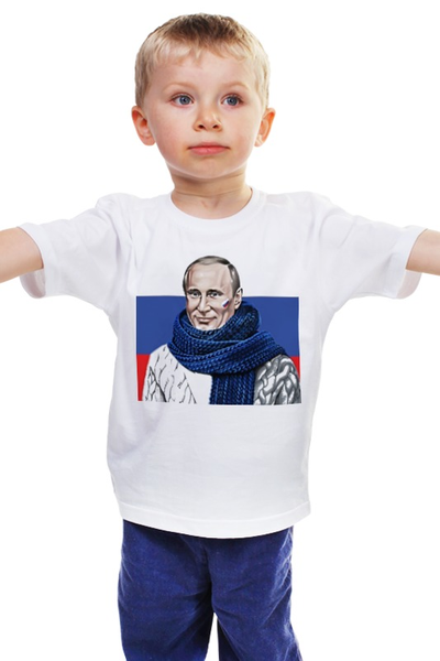 Заказать детскую футболку в Москве. Детская футболка классическая унисекс Путин от Серега Шнайдер - готовые дизайны и нанесение принтов.