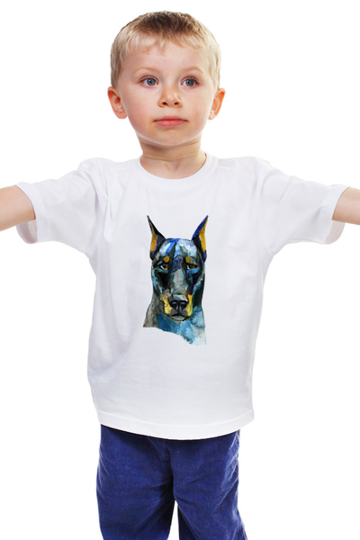 Заказать детскую футболку в Москве. Детская футболка классическая унисекс Доберман от THE_NISE  - готовые дизайны и нанесение принтов.
