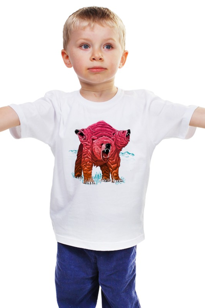 Заказать детскую футболку в Москве. Детская футболка классическая унисекс Трёхголовый Медведь от printik - готовые дизайны и нанесение принтов.