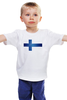 Заказать детскую футболку в Москве. Детская футболка классическая унисекс Флаг Финляндии от Mister Lunatic - готовые дизайны и нанесение принтов.