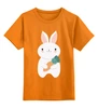 Заказать детскую футболку в Москве. Детская футболка классическая унисекс Зайчонок с морковкой от skynatural - готовые дизайны и нанесение принтов.