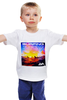 Заказать детскую футболку в Москве. Детская футболка классическая унисекс Серфинг на закате от byEVA.ru - готовые дизайны и нанесение принтов.
