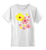 Заказать детскую футболку в Москве. Детская футболка классическая унисекс желтые и розовые цветы от nikol - готовые дизайны и нанесение принтов.