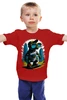 Заказать детскую футболку в Москве. Детская футболка классическая унисекс Динозавр скейтбордист от ustinoff1@yandex.ru - готовые дизайны и нанесение принтов.