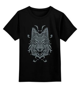Заказать детскую футболку в Москве. Детская футболка классическая унисекс Узорный волк от ISliM - готовые дизайны и нанесение принтов.