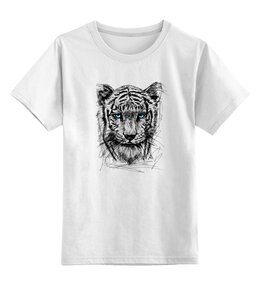 Заказать детскую футболку в Москве. Детская футболка классическая унисекс Белый тигр от ISliM - готовые дизайны и нанесение принтов.