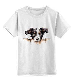 Заказать детскую футболку в Москве. Детская футболка классическая унисекс Любопытный щенок от Виктор Гришин - готовые дизайны и нанесение принтов.