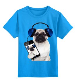 Заказать детскую футболку в Москве. Детская футболка классическая унисекс Собака мопс от Violet - готовые дизайны и нанесение принтов.