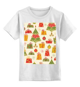 Заказать детскую футболку в Москве. Детская футболка классическая унисекс Новогодние узоры от FireFoxa - готовые дизайны и нанесение принтов.
