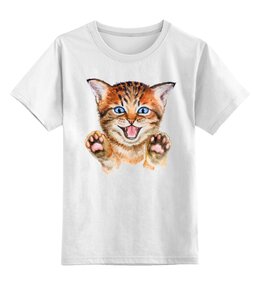 Заказать детскую футболку в Москве. Детская футболка классическая унисекс котик от queen  - готовые дизайны и нанесение принтов.