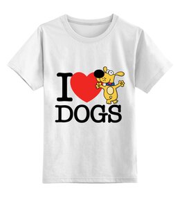 Заказать детскую футболку в Москве. Детская футболка классическая унисекс Я люблю собак от Zamula - готовые дизайны и нанесение принтов.