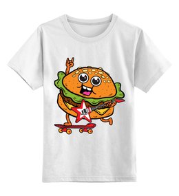 Заказать детскую футболку в Москве. Детская футболка классическая унисекс Гамбургер с гитарой от Amerikanka - готовые дизайны и нанесение принтов.