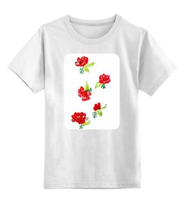 Заказать детскую футболку в Москве. Детская футболка классическая унисекс Детская Красные цветы от mrs-snit@yandex.ru - готовые дизайны и нанесение принтов.