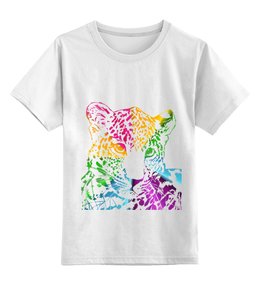 Заказать детскую футболку в Москве. Детская футболка классическая унисекс Радужный леопард от valezar - готовые дизайны и нанесение принтов.