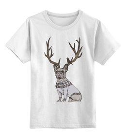 Заказать детскую футболку в Москве. Детская футболка классическая унисекс Французский олень от printik - готовые дизайны и нанесение принтов.