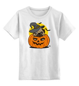 Заказать детскую футболку в Москве. Детская футболка классическая унисекс Мопс на хэллоуин от printik - готовые дизайны и нанесение принтов.