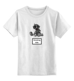 Заказать детскую футболку в Москве. Детская футболка классическая унисекс Smoking kills  от ПРИНТЫ ПЕЧАТЬ  - готовые дизайны и нанесение принтов.