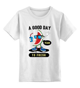 Заказать детскую футболку в Москве. Детская футболка классическая унисекс Арбуз от trugift - готовые дизайны и нанесение принтов.