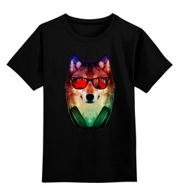 Заказать детскую футболку в Москве. Детская футболка классическая унисекс Волк в очках от Space Art - готовые дизайны и нанесение принтов.