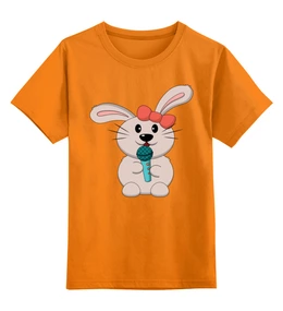 Заказать детскую футболку в Москве. Детская футболка классическая унисекс Кролик с микрофоном от skynatural - готовые дизайны и нанесение принтов.