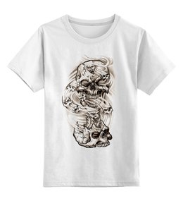 Заказать детскую футболку в Москве. Детская футболка классическая унисекс Smoke Skulls от Leichenwagen - готовые дизайны и нанесение принтов.
