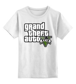 Заказать детскую футболку в Москве. Детская футболка классическая унисекс Grand Theft Auto FIVE от Nalivaev - готовые дизайны и нанесение принтов.