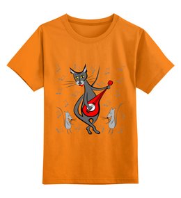 Заказать детскую футболку в Москве. Детская футболка классическая унисекс Кот с гитарой - мышь в танце от p_i_r_a_n_y_a  - готовые дизайны и нанесение принтов.