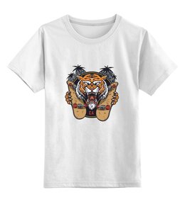 Заказать детскую футболку в Москве. Детская футболка классическая унисекс Тигр крутой от Franka  - готовые дизайны и нанесение принтов.