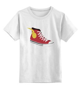 Заказать детскую футболку в Москве. Детская футболка классическая унисекс Флеш. Flash. Кеды от heroes - готовые дизайны и нанесение принтов.
