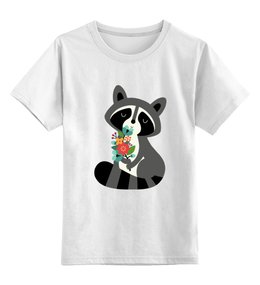 Заказать детскую футболку в Москве. Детская футболка классическая унисекс Милый Енот от coolmag - готовые дизайны и нанесение принтов.
