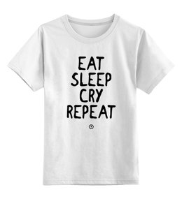 Заказать детскую футболку в Москве. Детская футболка классическая унисекс Eat cry repeat by Brainy от Brainy - готовые дизайны и нанесение принтов.