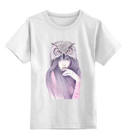 Заказать детскую футболку в Москве. Детская футболка классическая унисекс Девушка Сова от printik - готовые дизайны и нанесение принтов.