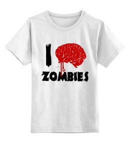 Заказать детскую футболку в Москве. Детская футболка классическая унисекс I Love Zombies от Leichenwagen - готовые дизайны и нанесение принтов.