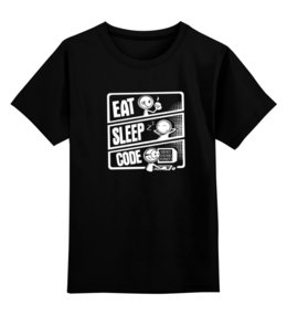 Заказать детскую футболку в Москве. Детская футболка классическая унисекс Eat, Sleep, Code от nyaha.a.s - готовые дизайны и нанесение принтов.