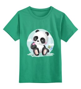Заказать детскую футболку в Москве. Детская футболка классическая унисекс Маленькая панда с бабочкой и цветочком от printeriumstore@gmail.com - готовые дизайны и нанесение принтов.