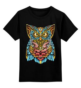 Заказать детскую футболку в Москве. Детская футболка классическая унисекс ◈ Owl and Skull ◈ от balden - готовые дизайны и нанесение принтов.